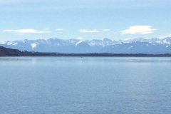Blick auf die Alpen mit der Zugspitze vom Ammersee aus