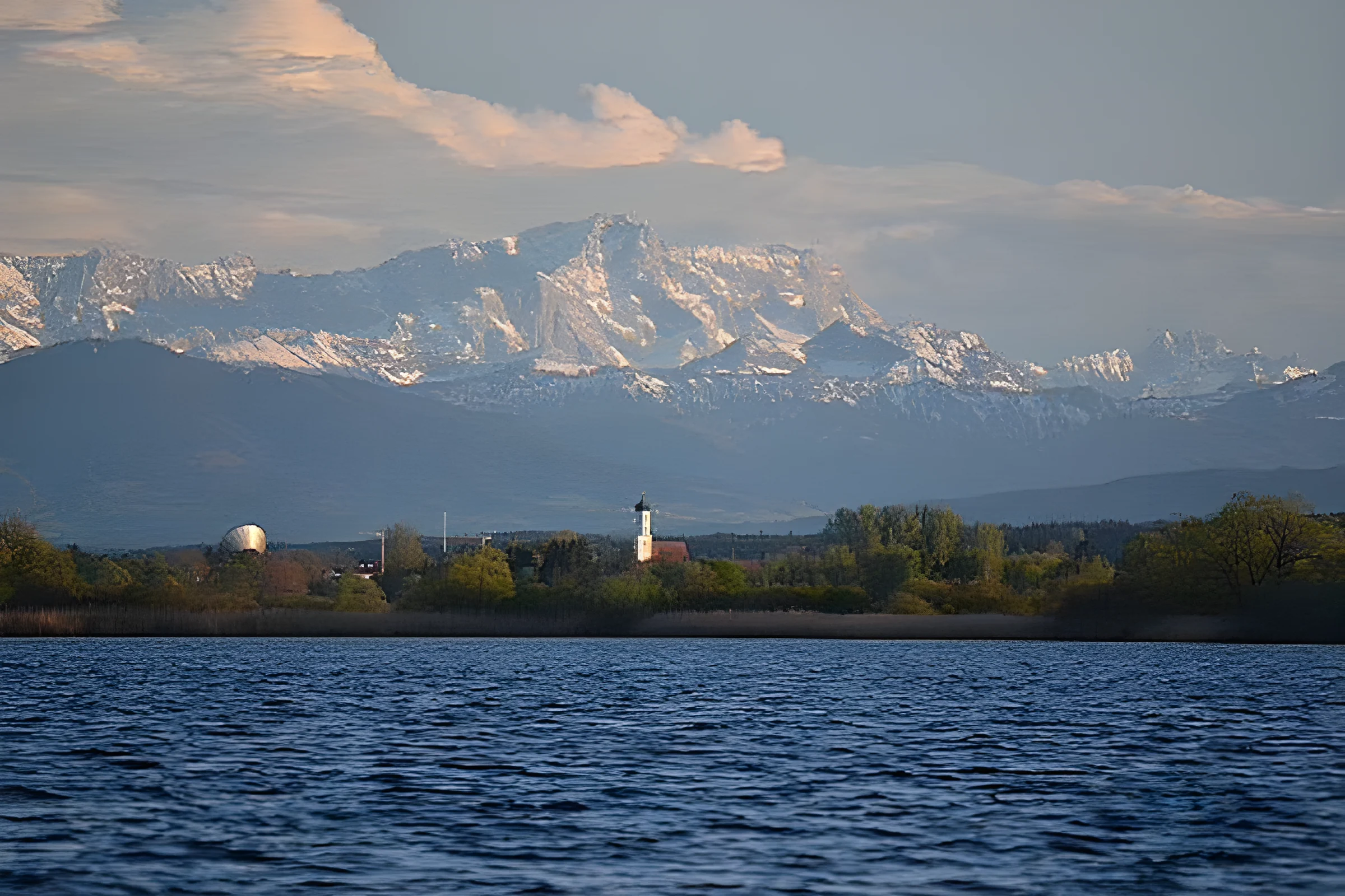 Ammersee mit Blick auf das Wettersteingebirge und die Zugspitze